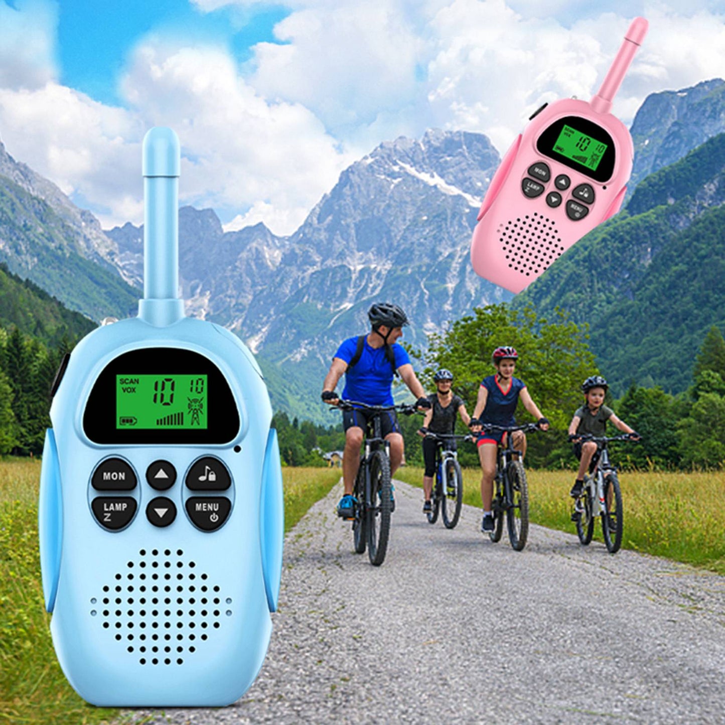 2Pcs DJ100 Children Walkie Talkie Toys Kids Interphone Mini Handheld Transceiver 3KM Range UHF Radio with Lanyard