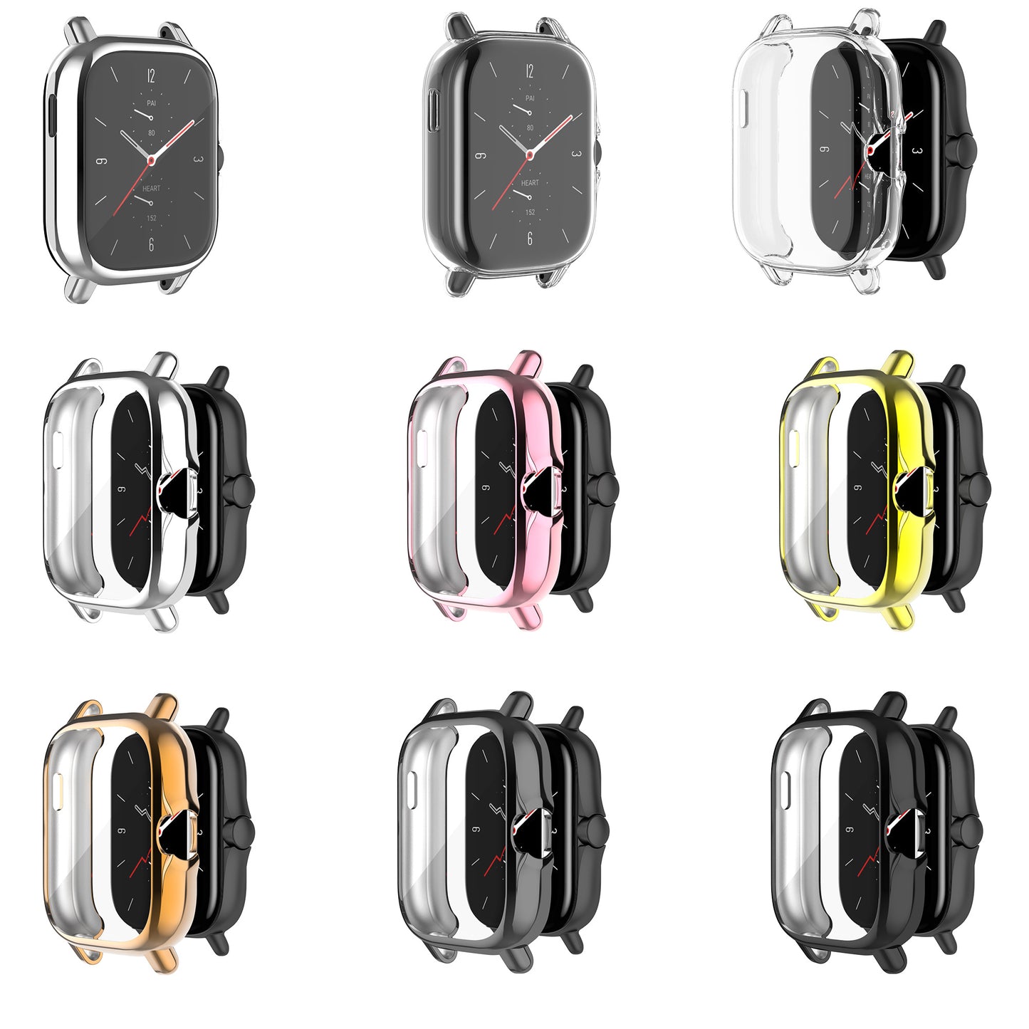 A1968 Electroplating TPU Smart Watch Protective Case Cover Frame for Amazfit GTS 2e/GTS 2