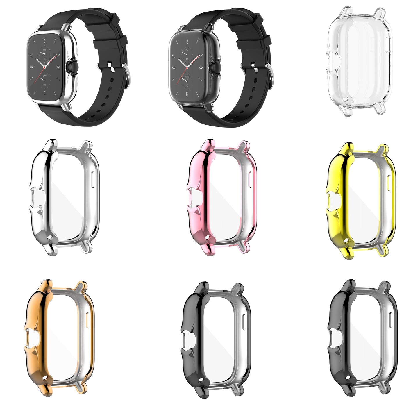 A1968 Electroplating TPU Smart Watch Protective Case Cover Frame for Amazfit GTS 2e/GTS 2
