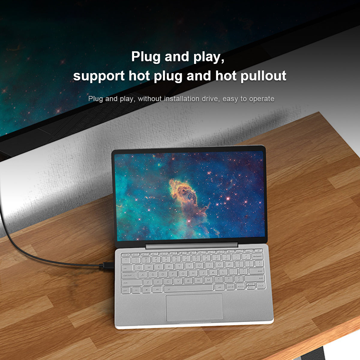 QGEEM UA17 1.2m USB-C Male to VGA Male Adapter Cable HD Video Conversion Cable