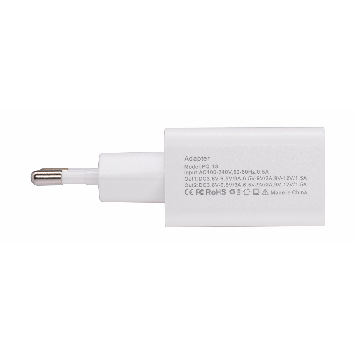 18W USB + Type-C Dual Ports Quick Charge Travel Charger