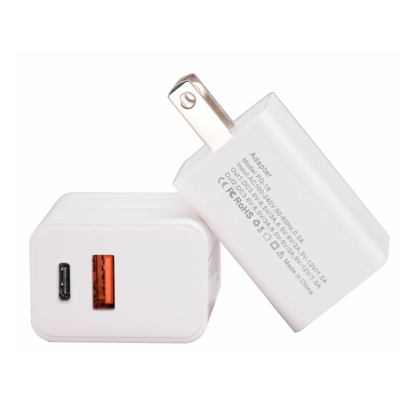 18W USB + Type-C Dual Ports Quick Charge Travel Charger