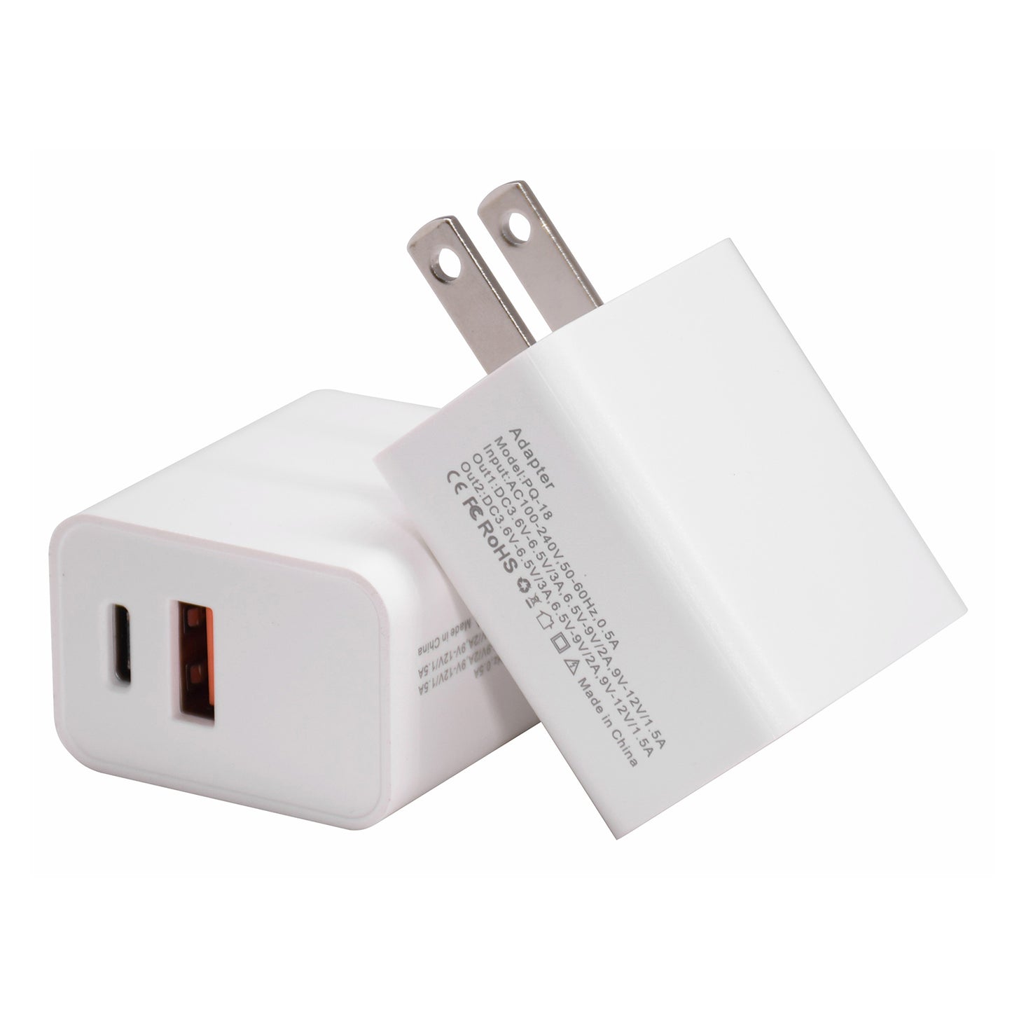 18W USB + Type-C Dual Ports Quick Charge Travel Charger