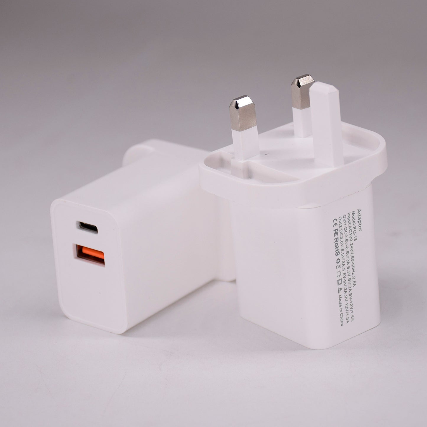 18W USB + Type-C Dual Ports Quick Charge Travel Charger