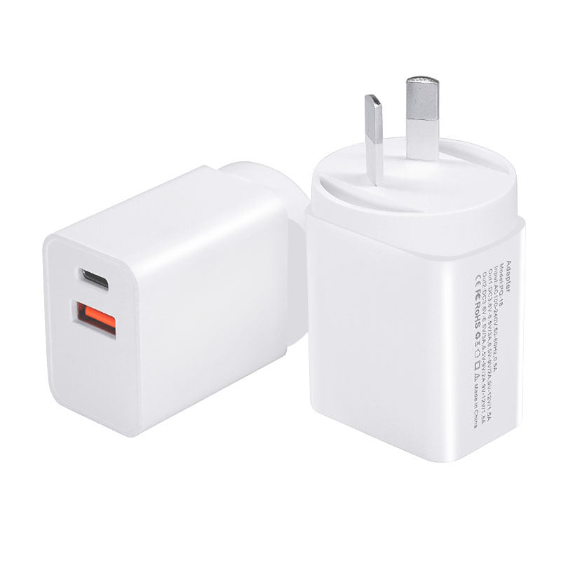 18W USB + Type-C Dual Ports Quick Charge Travel Charger