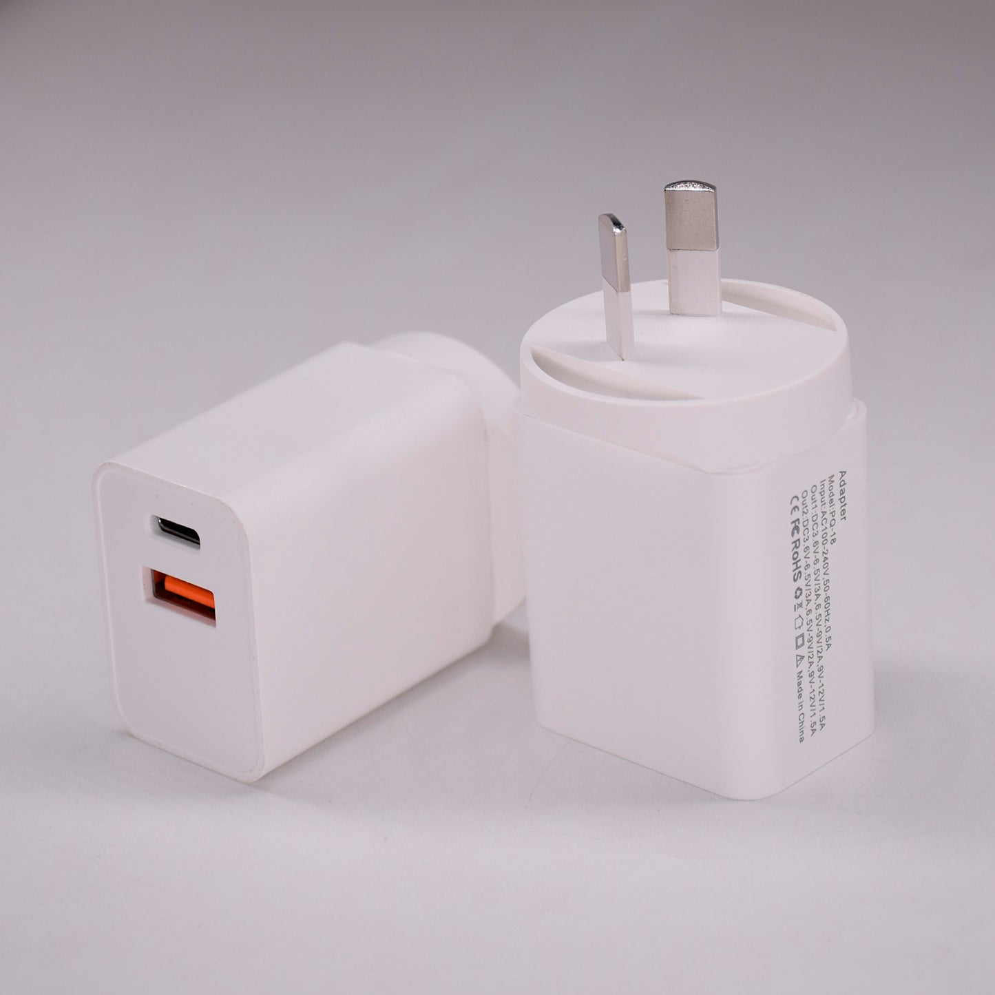 18W USB + Type-C Dual Ports Quick Charge Travel Charger