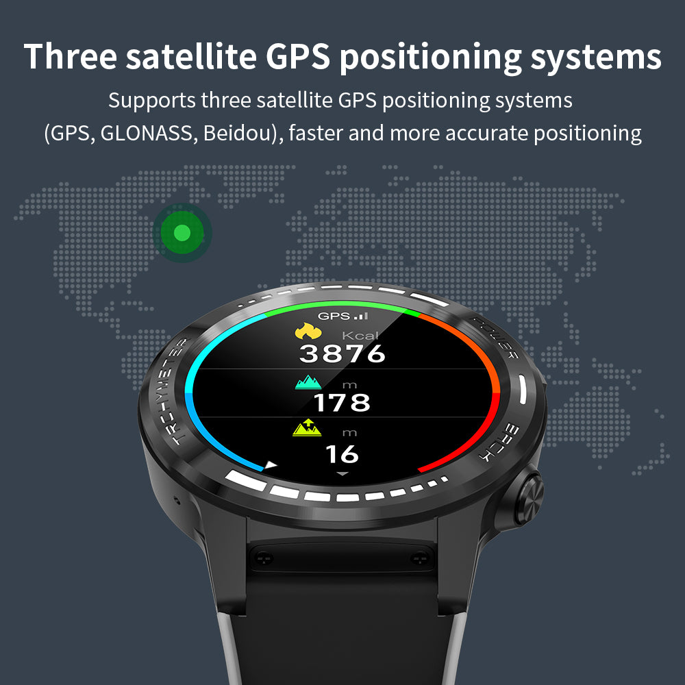 M7S GPS Smart Watch 1.3 inch IPS Screen Sports Bracelet IP67 Water-Resistant Health Watch with Heart Rate/Blood Pressure Monitoring Support Nano SIM Card