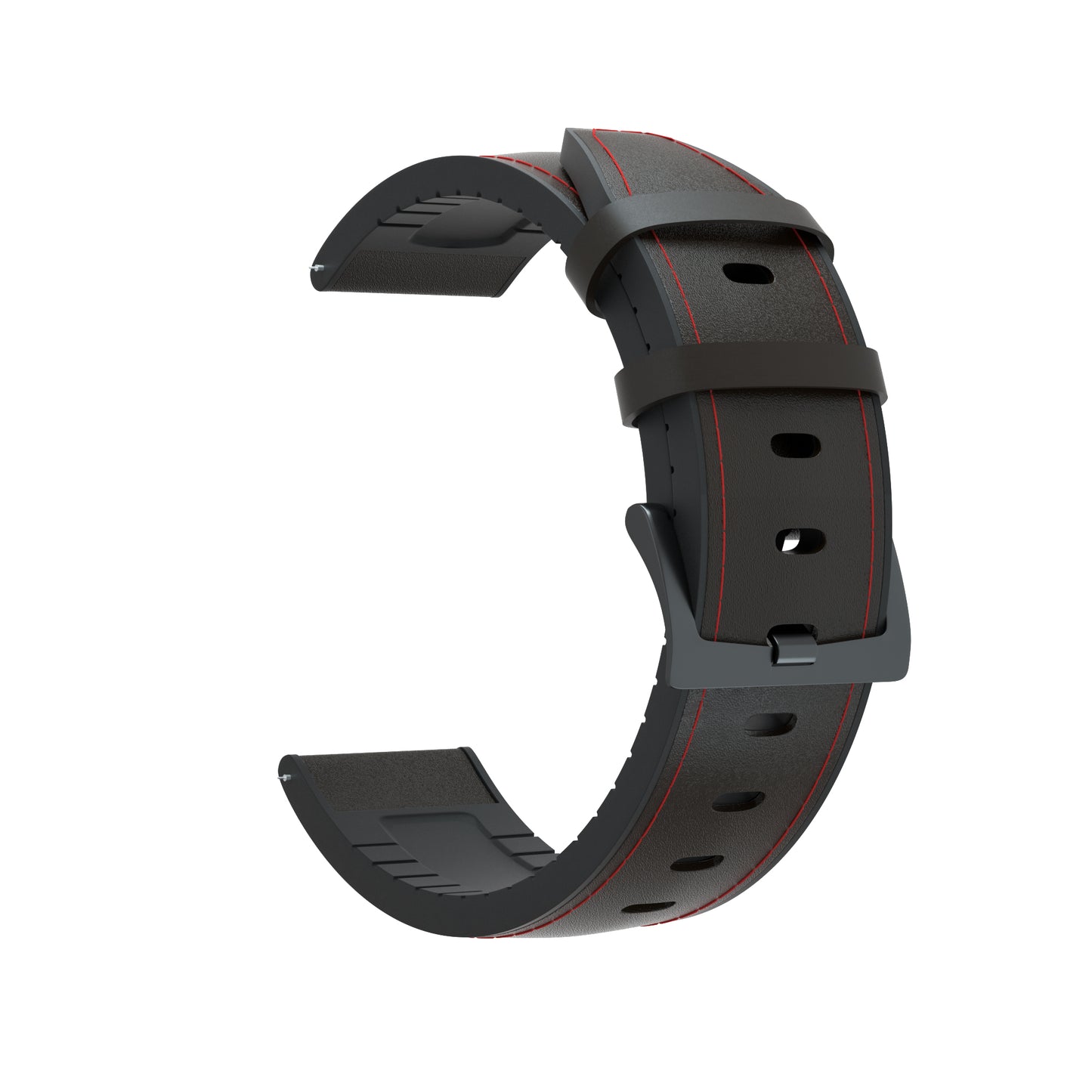22mm Genuine Leather Coated Silicone Watch Band Black Buckle for Huawei Watch GT