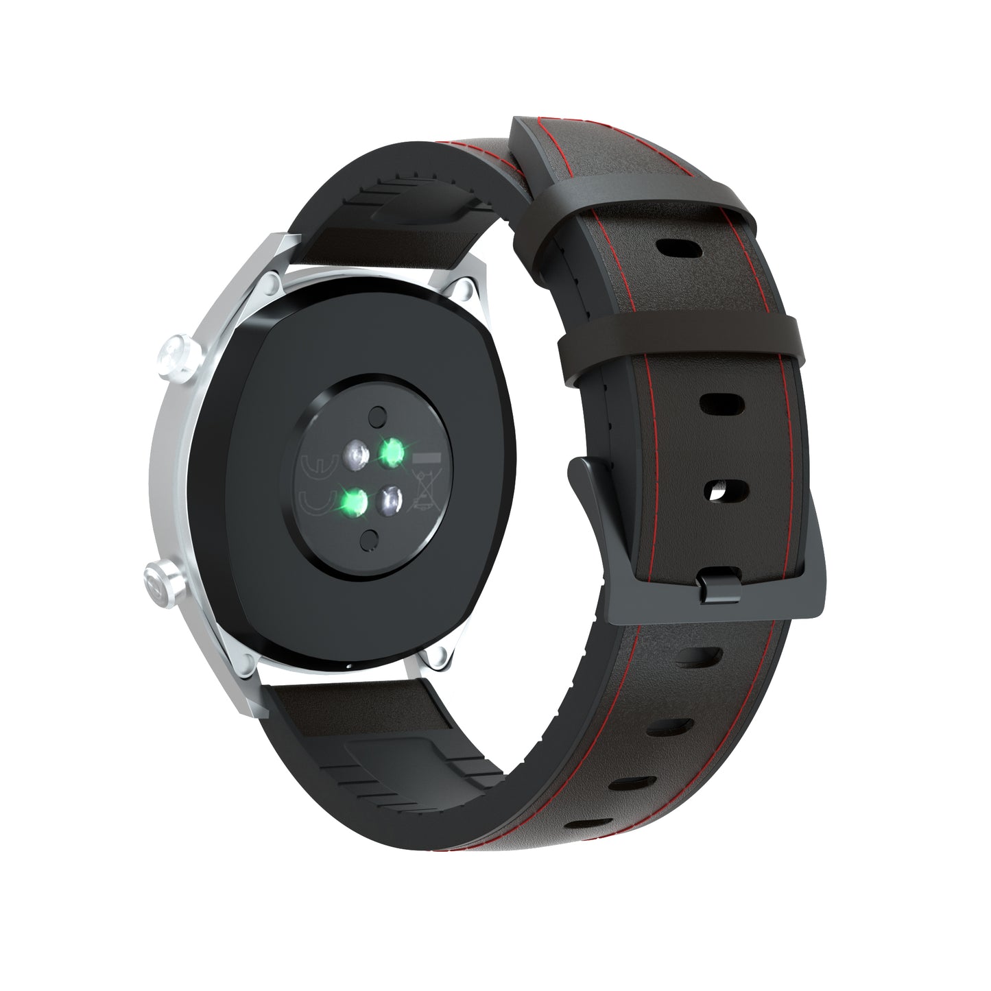 22mm Genuine Leather Coated Silicone Watch Band Black Buckle for Huawei Watch GT