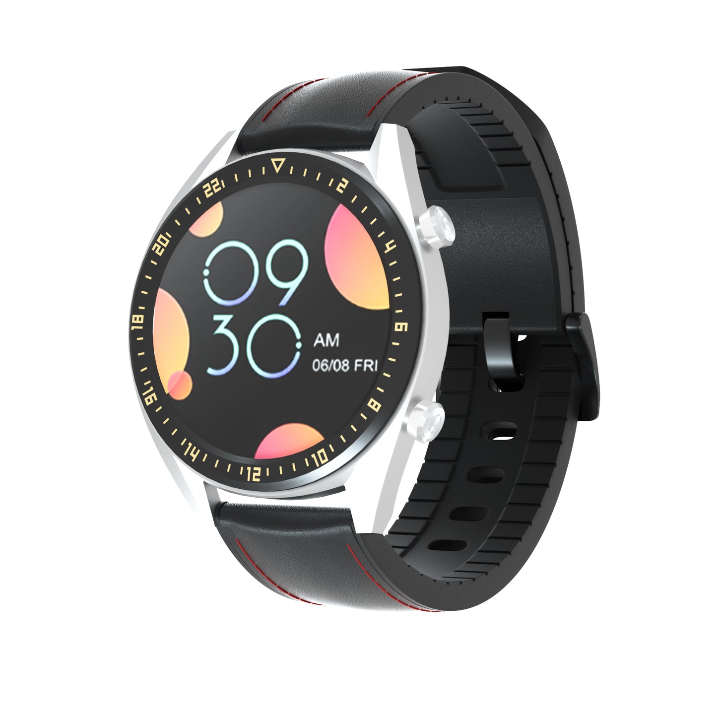 22mm Genuine Leather Coated Silicone Watch Band Black Buckle for Huawei Watch GT