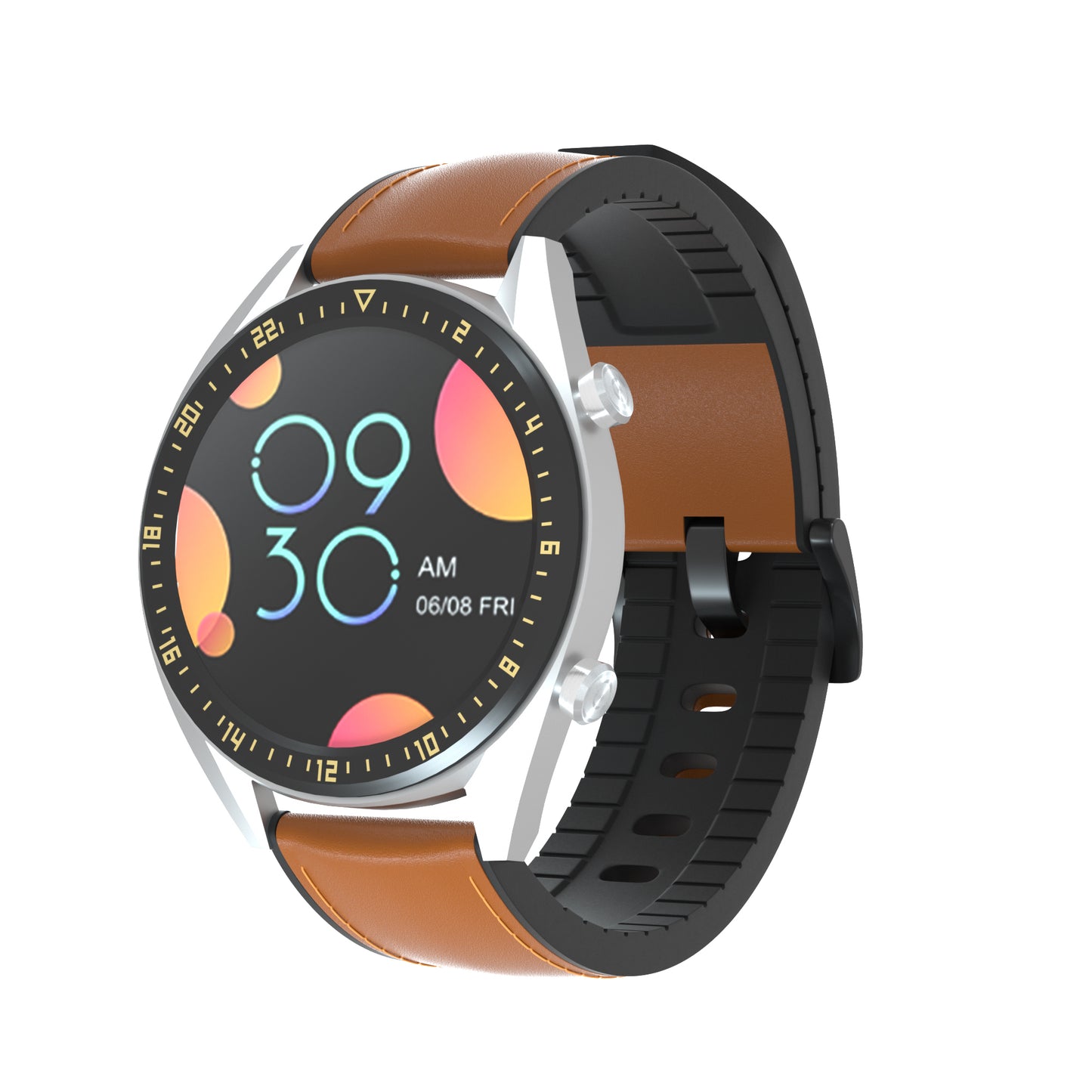 22mm Genuine Leather Coated Silicone Watch Band Black Buckle for Huawei Watch GT