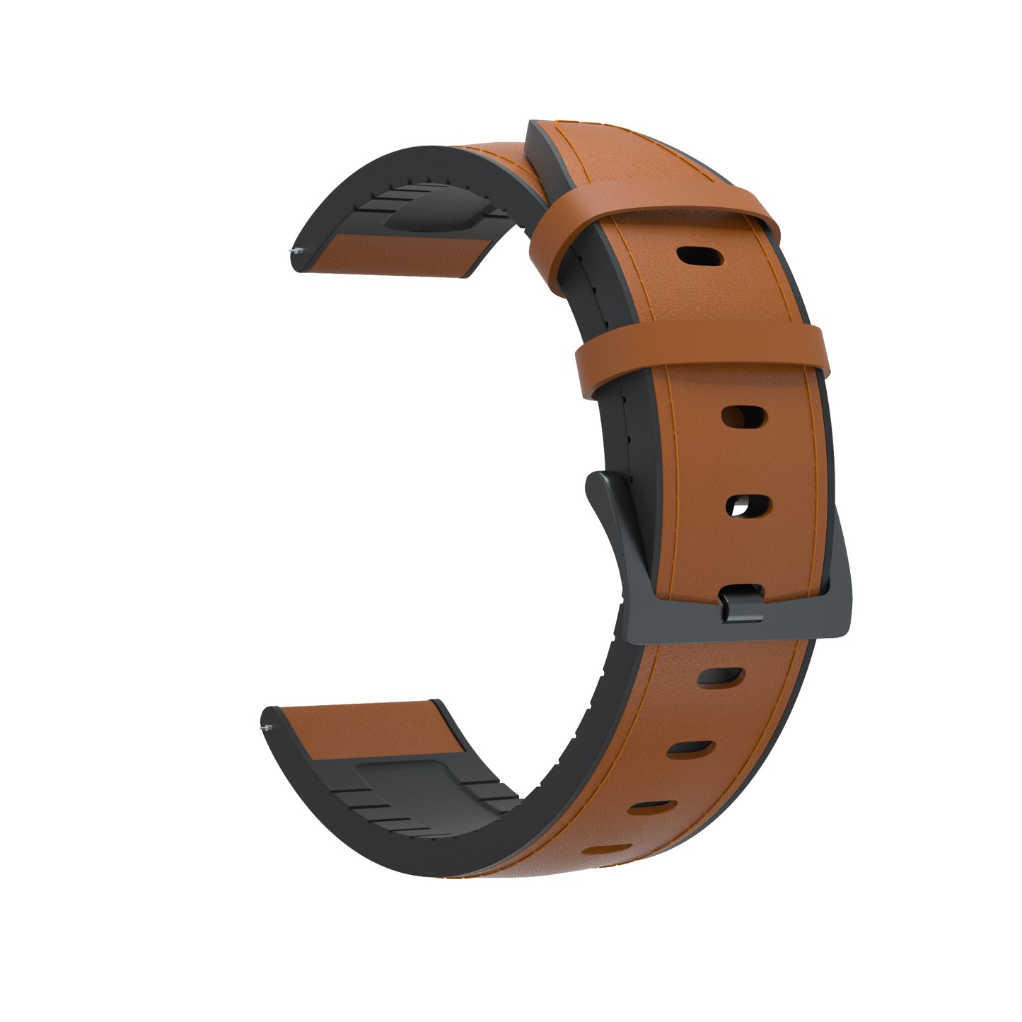 22mm Genuine Leather Coated Silicone Watch Band Black Buckle for Huawei Watch GT