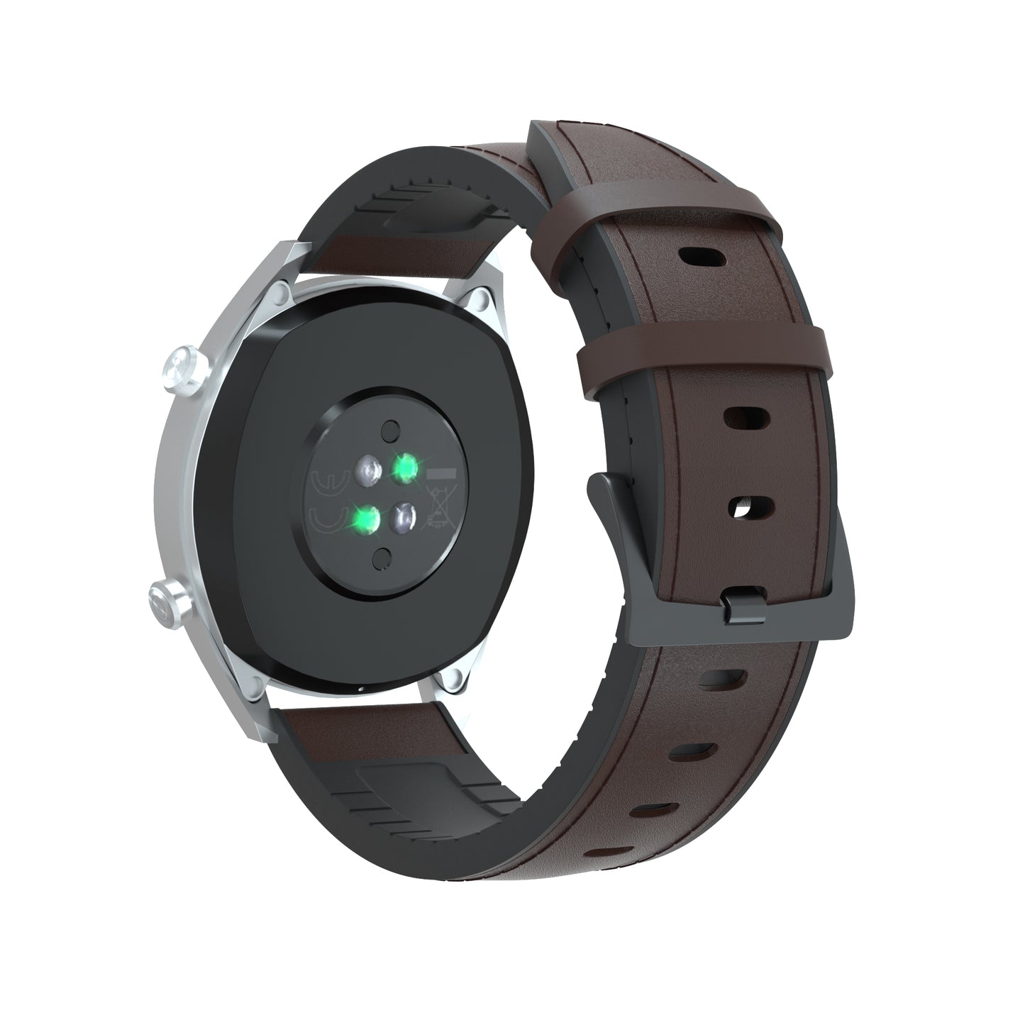 22mm Genuine Leather Coated Silicone Watch Band Black Buckle for Huawei Watch GT