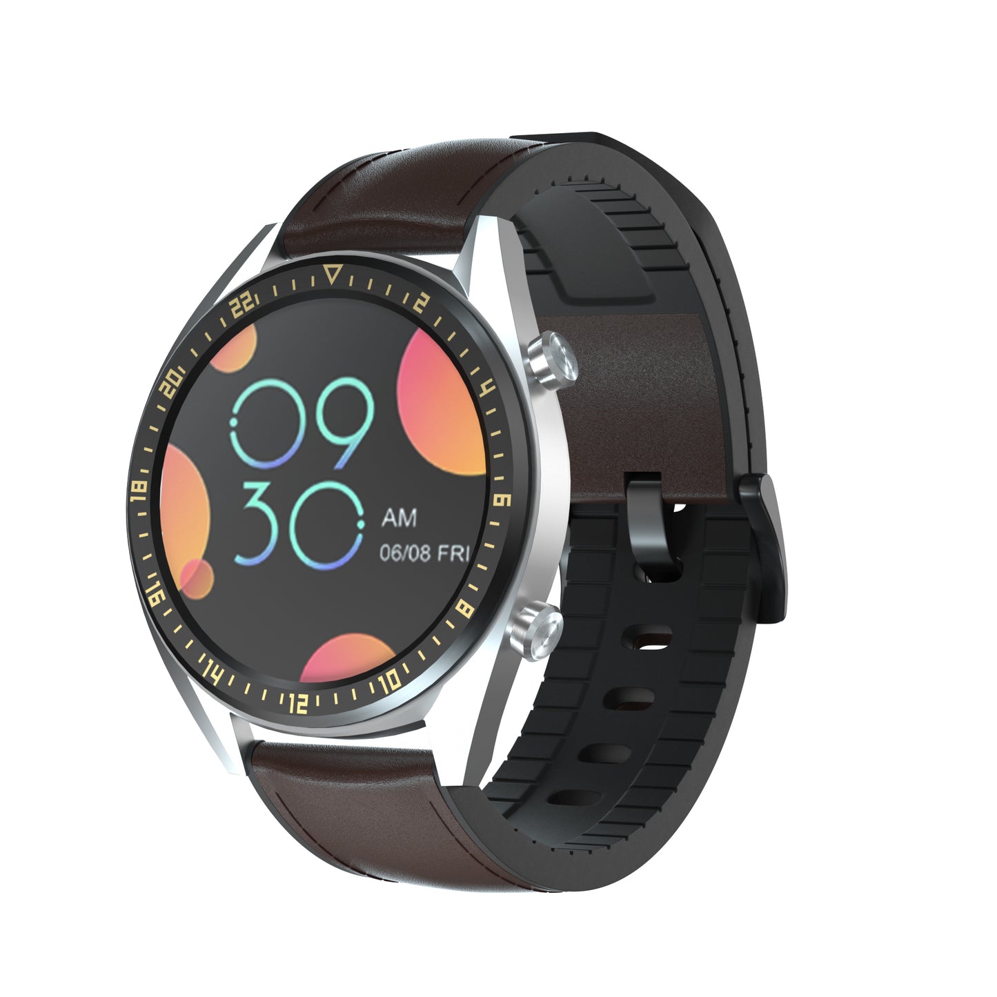 22mm Genuine Leather Coated Silicone Watch Band Black Buckle for Huawei Watch GT