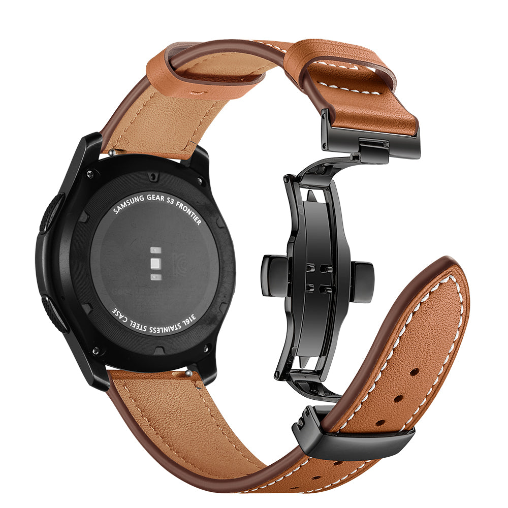 22mm Genuine Leather Watch Strap Replacement for Samsung Gear S3 Classic / Gear S3 Frontier