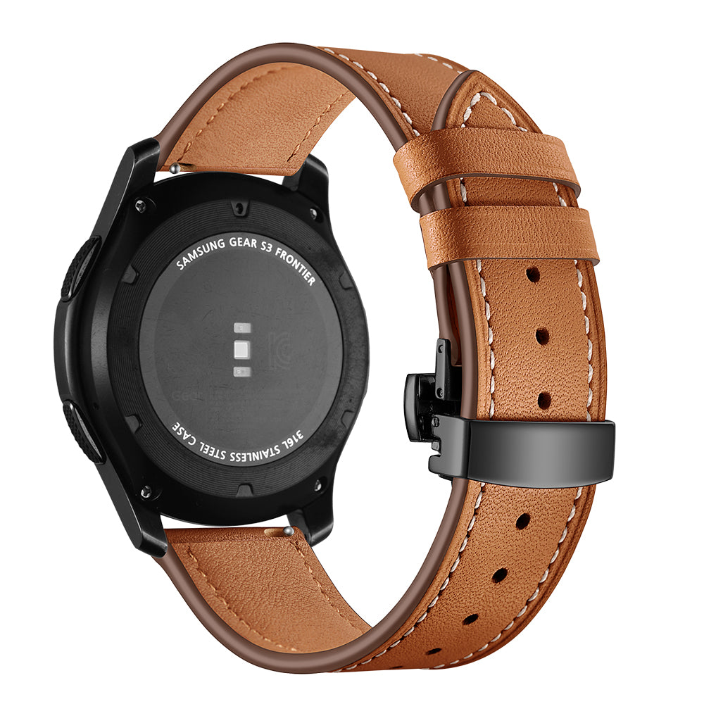 22mm Genuine Leather Watch Strap Replacement for Samsung Gear S3 Classic / Gear S3 Frontier