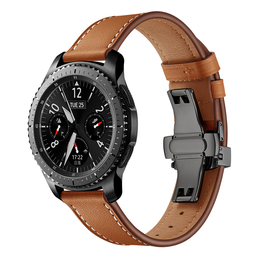 22mm Genuine Leather Watch Strap Replacement for Samsung Gear S3 Classic / Gear S3 Frontier