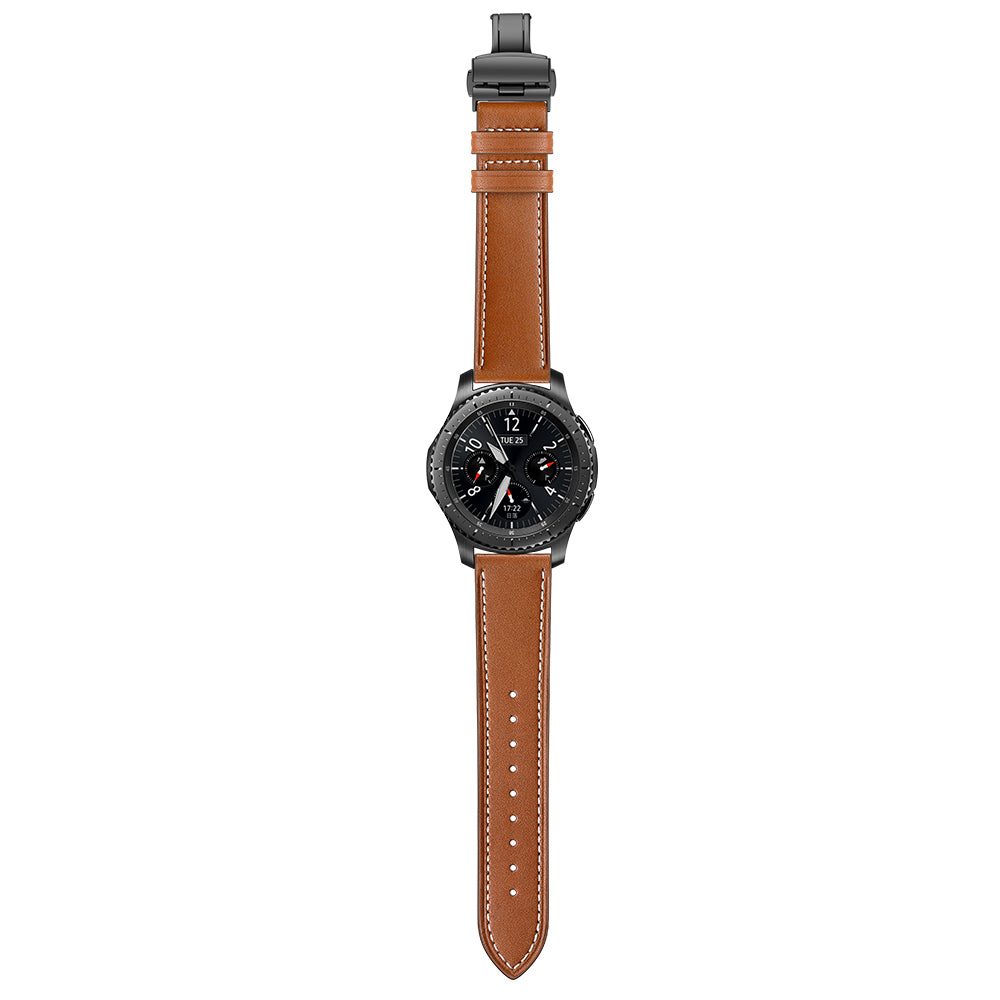22mm Genuine Leather Watch Strap Replacement for Samsung Gear S3 Classic / Gear S3 Frontier