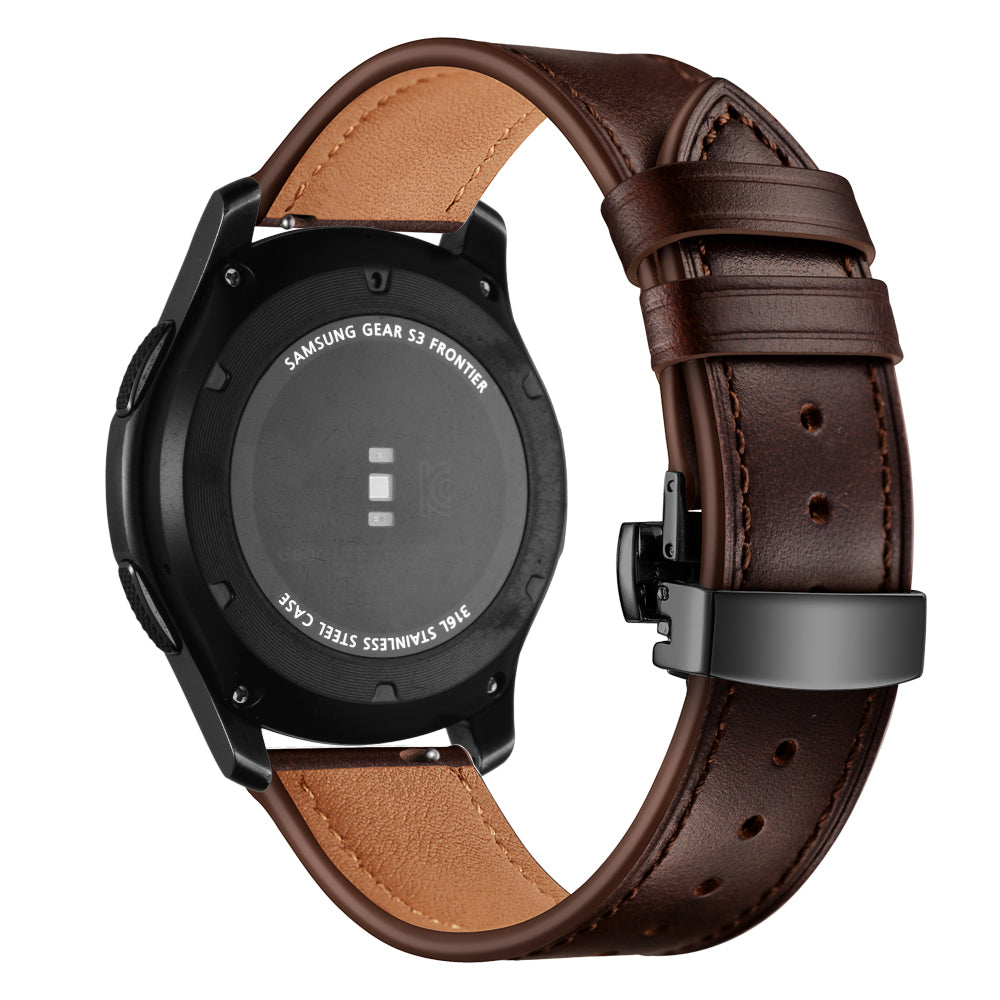 22mm Genuine Leather Watch Strap Replacement for Samsung Gear S3 Classic / Gear S3 Frontier