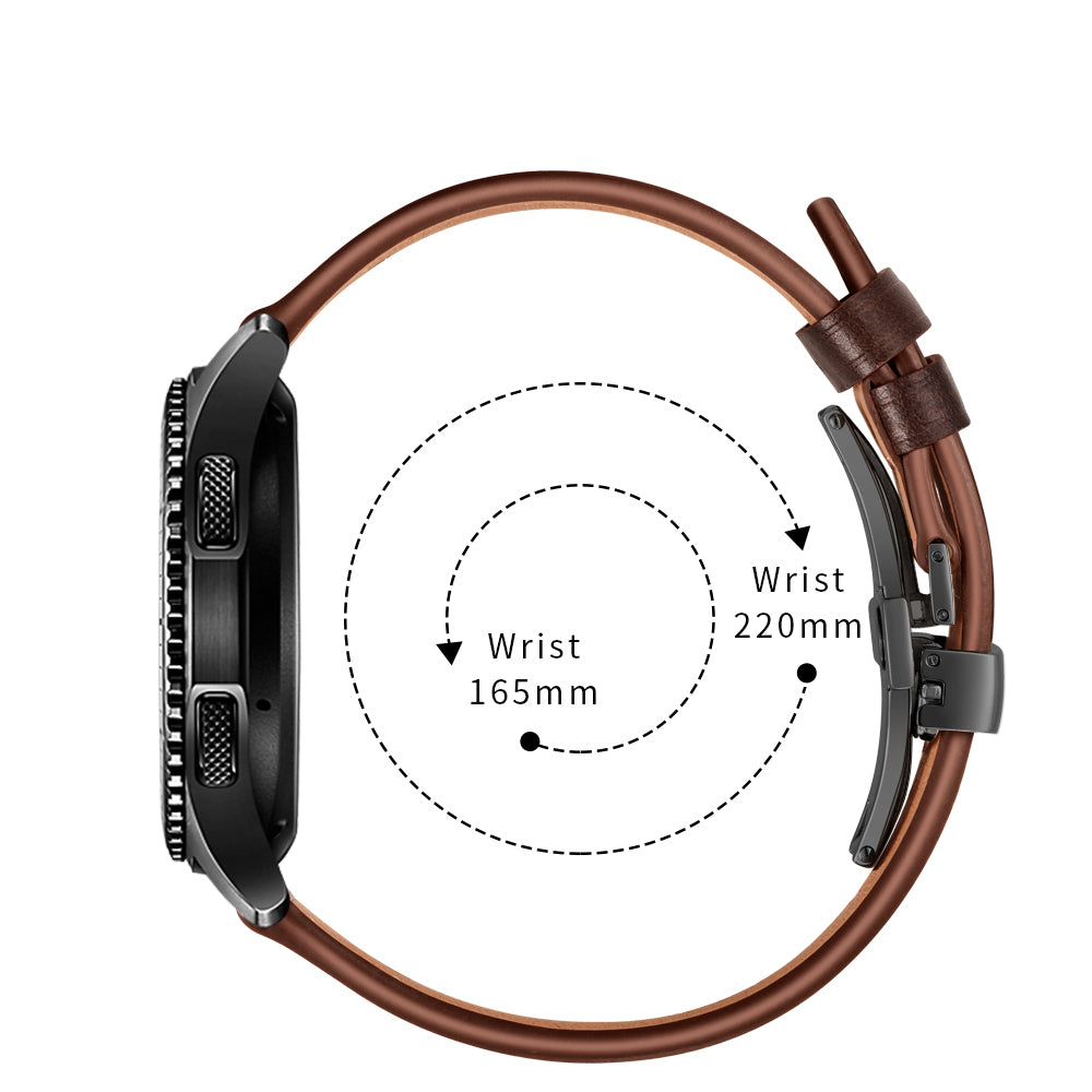 22mm Genuine Leather Watch Strap Replacement for Samsung Gear S3 Classic / Gear S3 Frontier