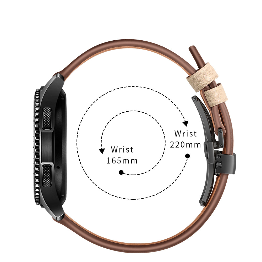 22mm Genuine Leather Watch Strap Replacement for Samsung Gear S3 Classic / Gear S3 Frontier