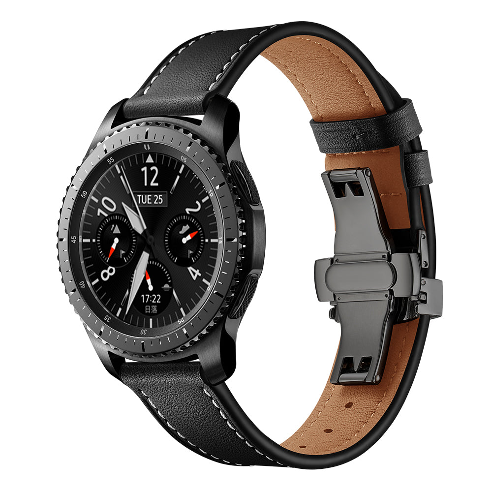 22mm Genuine Leather Watch Strap Replacement for Samsung Gear S3 Classic / Gear S3 Frontier