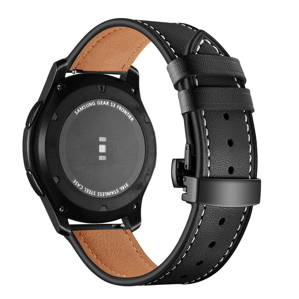 22mm Genuine Leather Watch Strap Replacement for Samsung Gear S3 Classic / Gear S3 Frontier