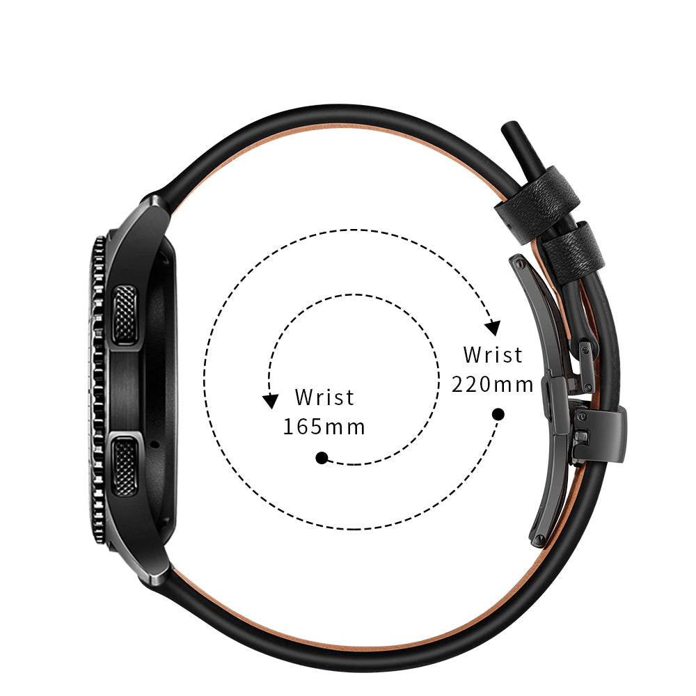 22mm Genuine Leather Watch Strap Replacement for Samsung Gear S3 Classic / Gear S3 Frontier