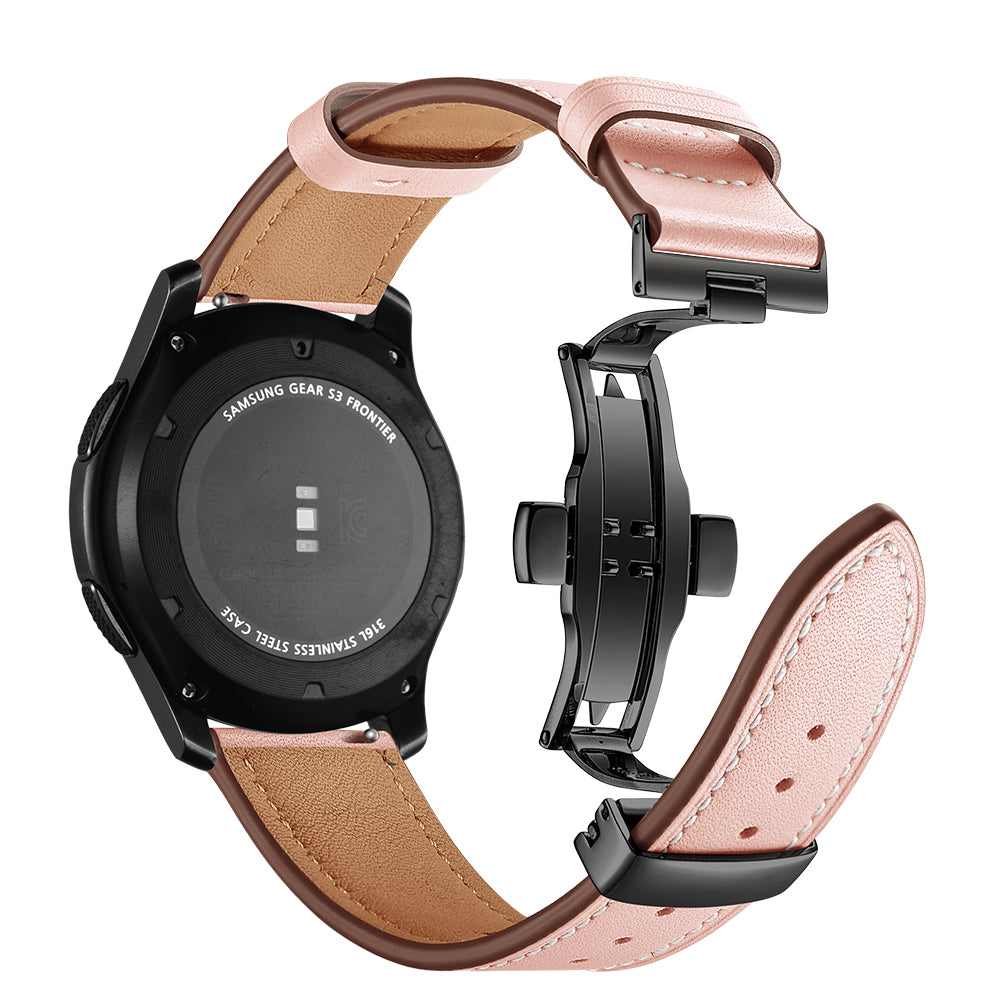 22mm Genuine Leather Watch Strap Replacement for Samsung Gear S3 Classic / Gear S3 Frontier