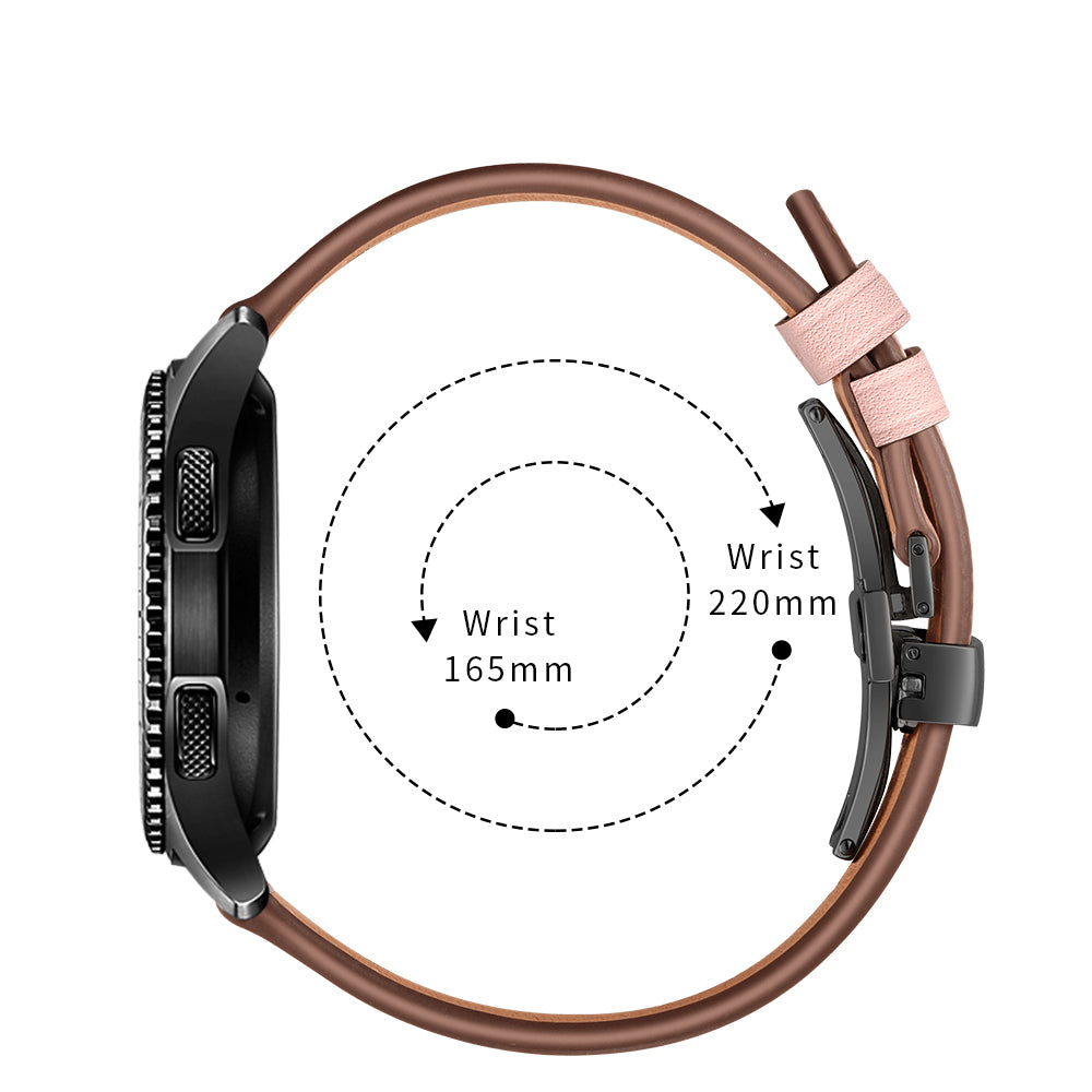 22mm Genuine Leather Watch Strap Replacement for Samsung Gear S3 Classic / Gear S3 Frontier