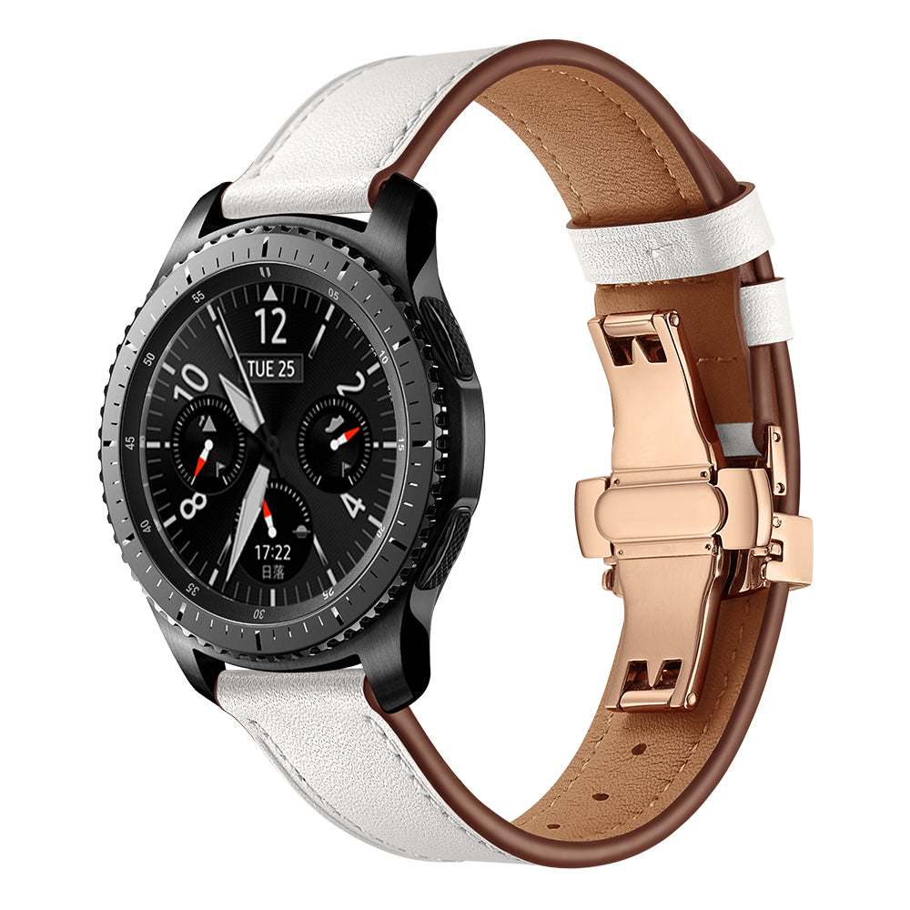 22mm Genuine Leather Watch Strap Replacement for Samsung Gear S3 Classic / Gear S3 Frontier