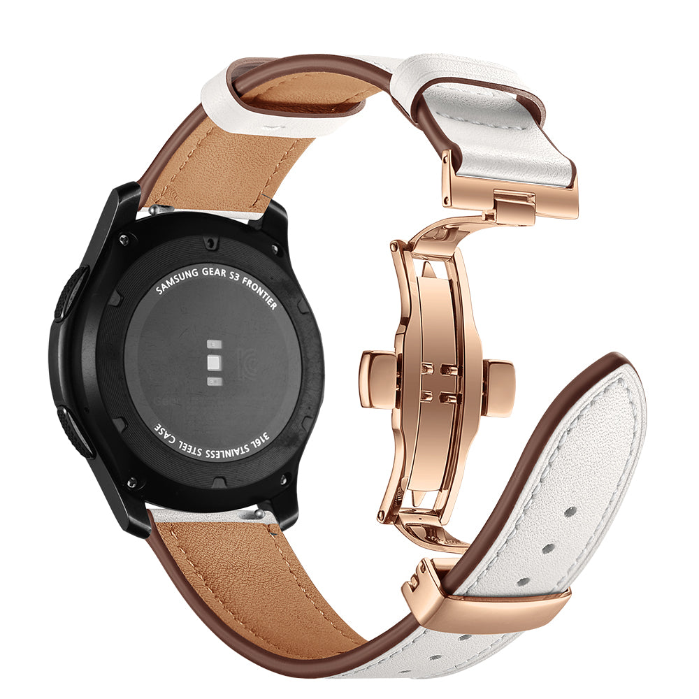 22mm Genuine Leather Watch Strap Replacement for Samsung Gear S3 Classic / Gear S3 Frontier