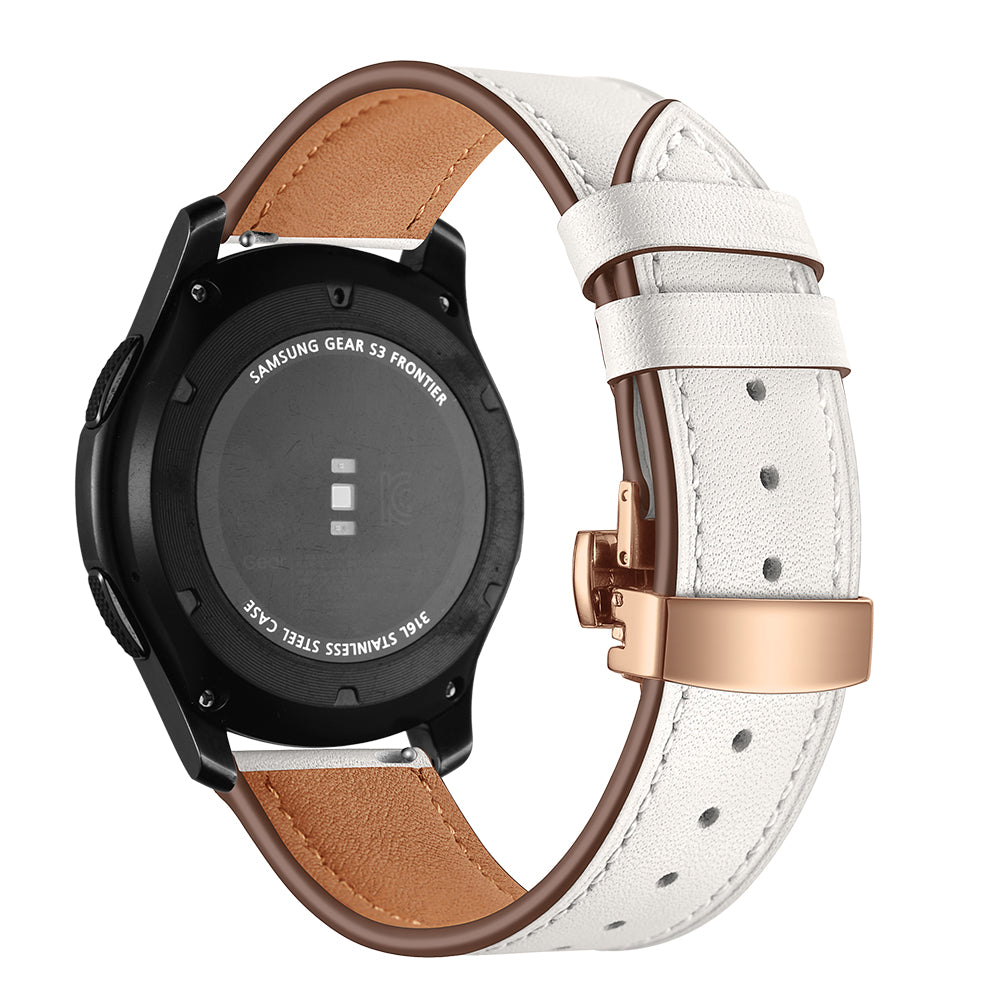 22mm Genuine Leather Watch Strap Replacement for Samsung Gear S3 Classic / Gear S3 Frontier