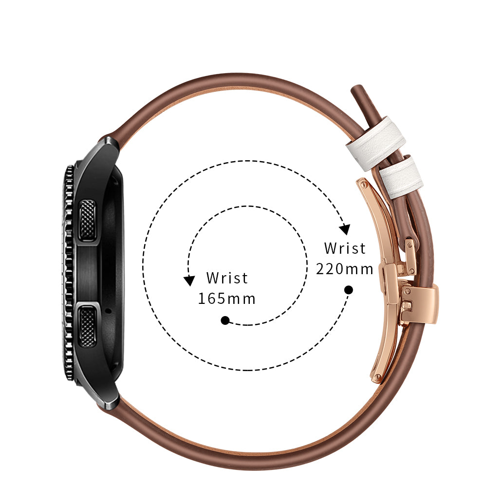 22mm Genuine Leather Watch Strap Replacement for Samsung Gear S3 Classic / Gear S3 Frontier