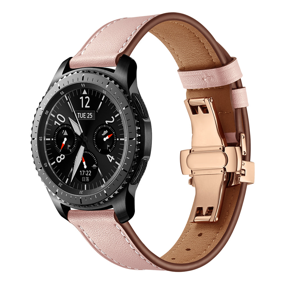 22mm Genuine Leather Watch Strap Replacement for Samsung Gear S3 Classic / Gear S3 Frontier
