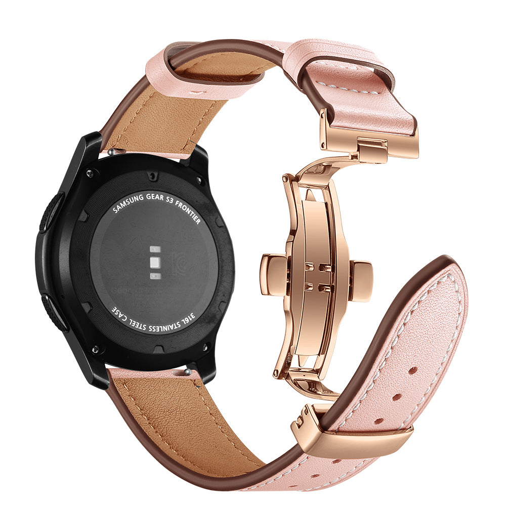 22mm Genuine Leather Watch Strap Replacement for Samsung Gear S3 Classic / Gear S3 Frontier