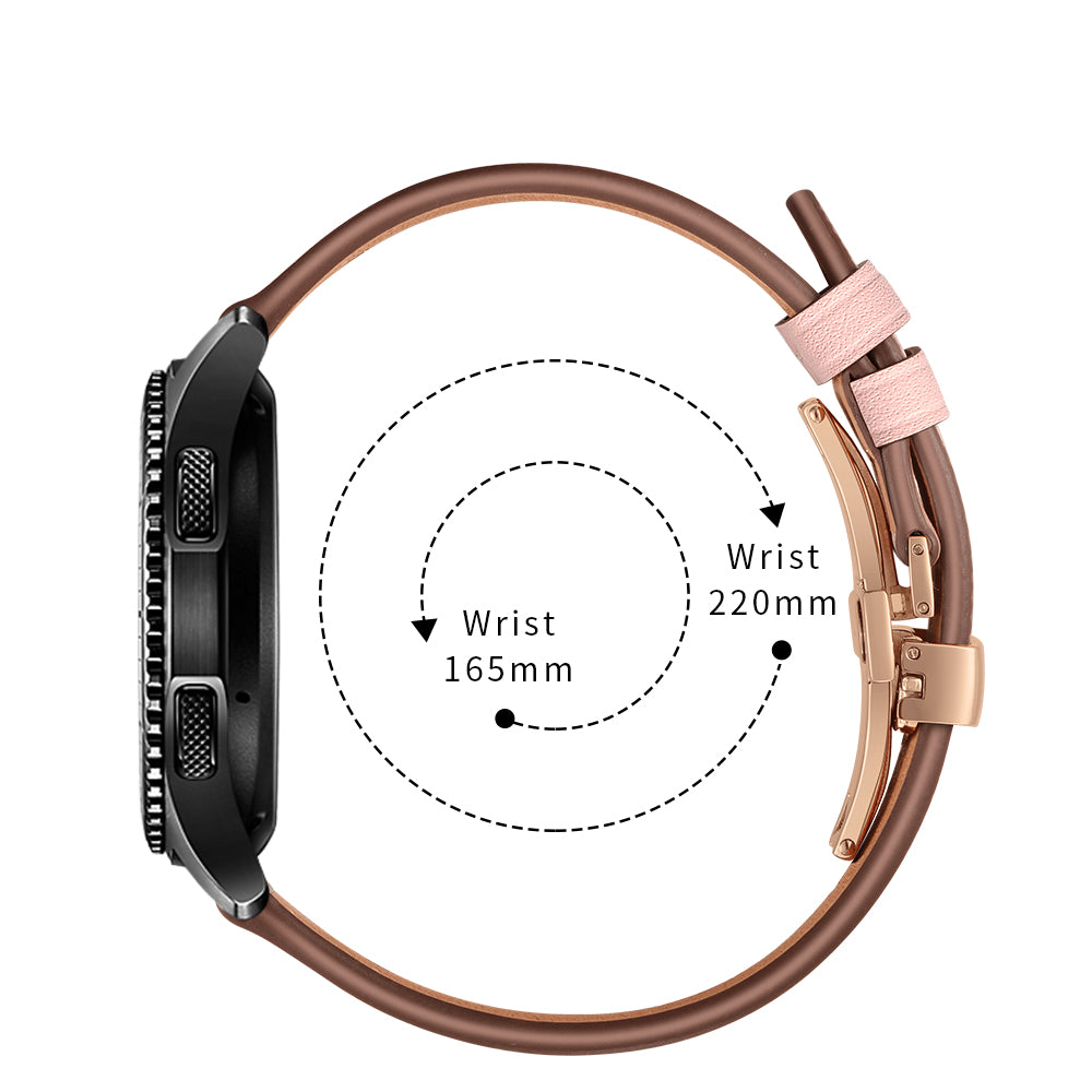 22mm Genuine Leather Watch Strap Replacement for Samsung Gear S3 Classic / Gear S3 Frontier