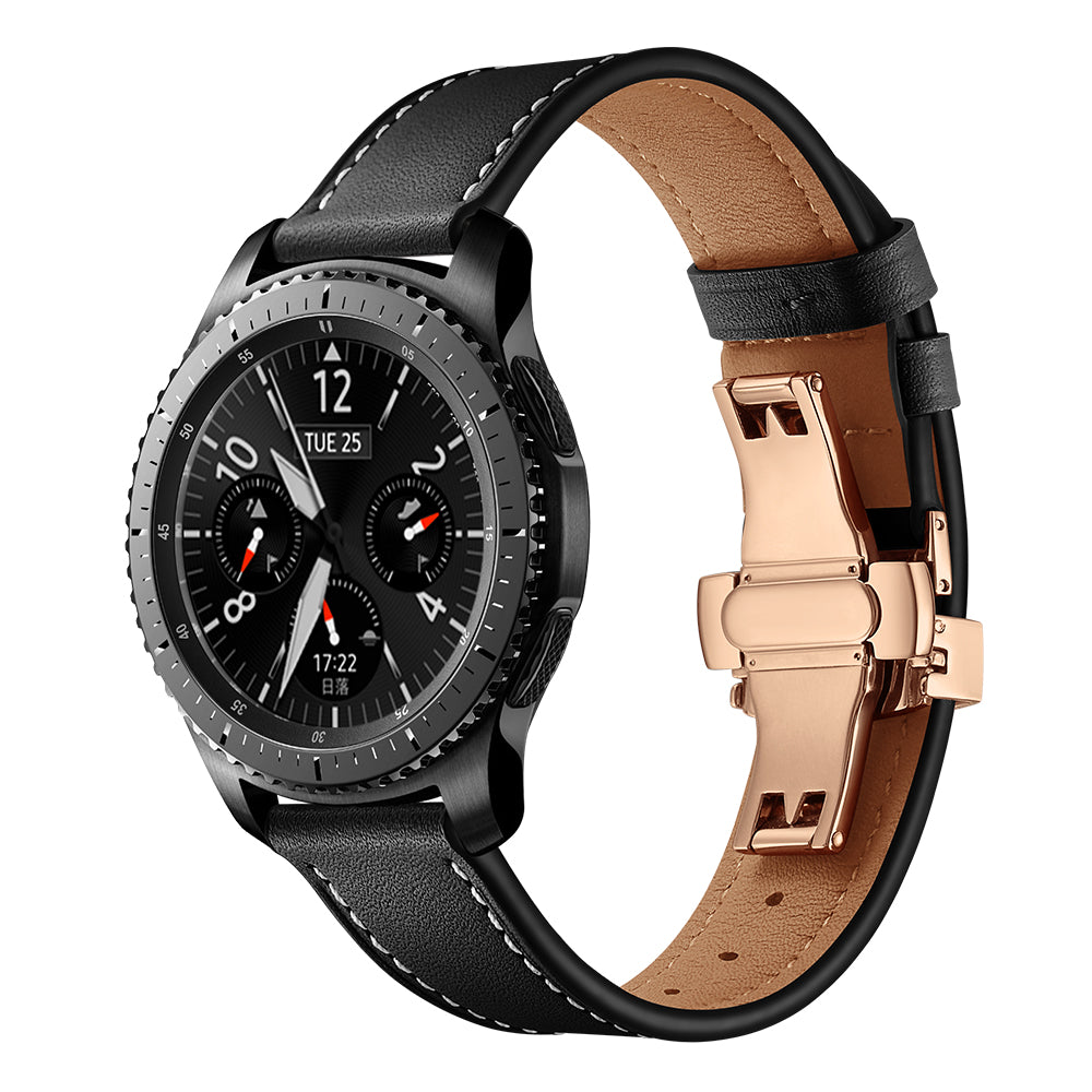 22mm Genuine Leather Watch Strap Replacement for Samsung Gear S3 Classic / Gear S3 Frontier