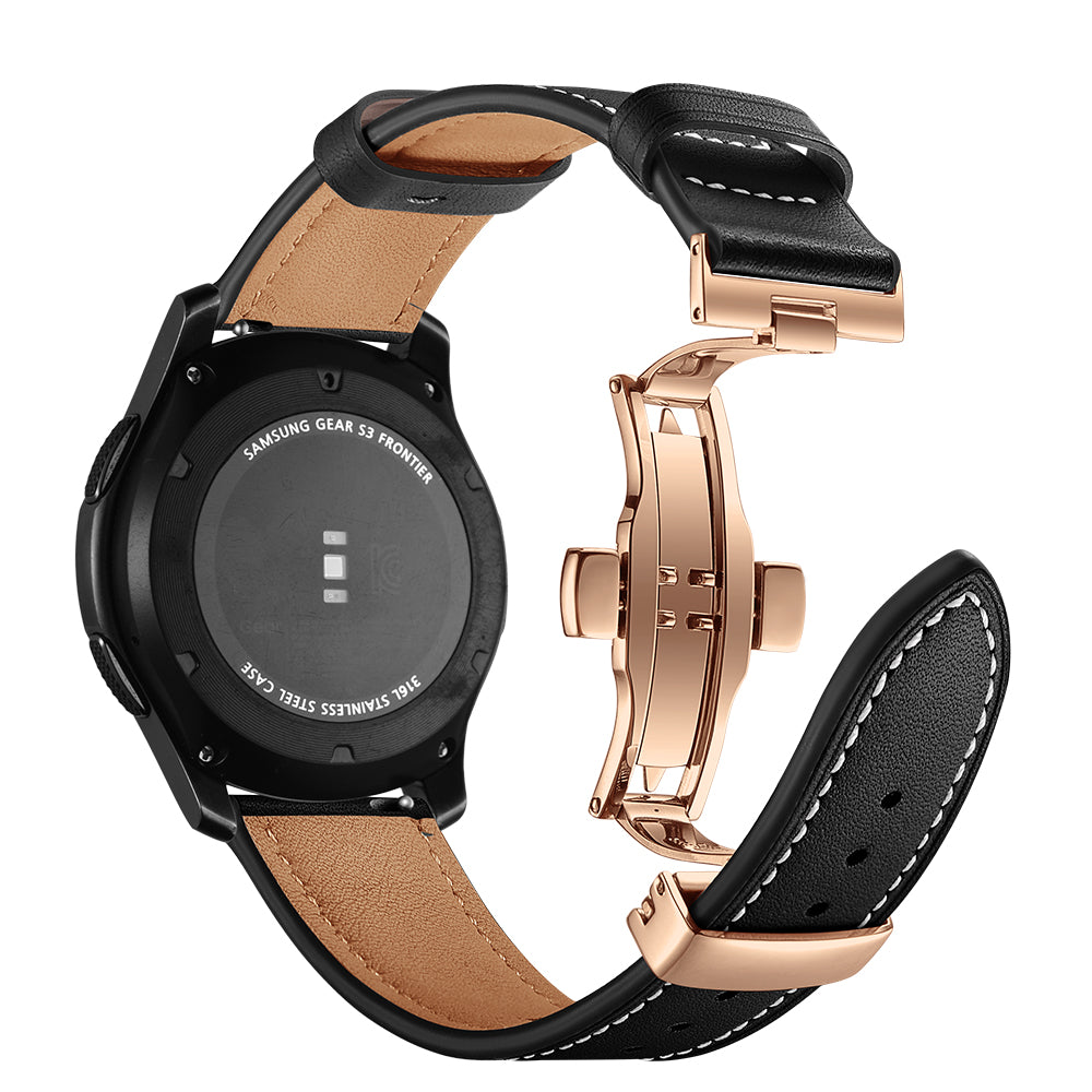 22mm Genuine Leather Watch Strap Replacement for Samsung Gear S3 Classic / Gear S3 Frontier