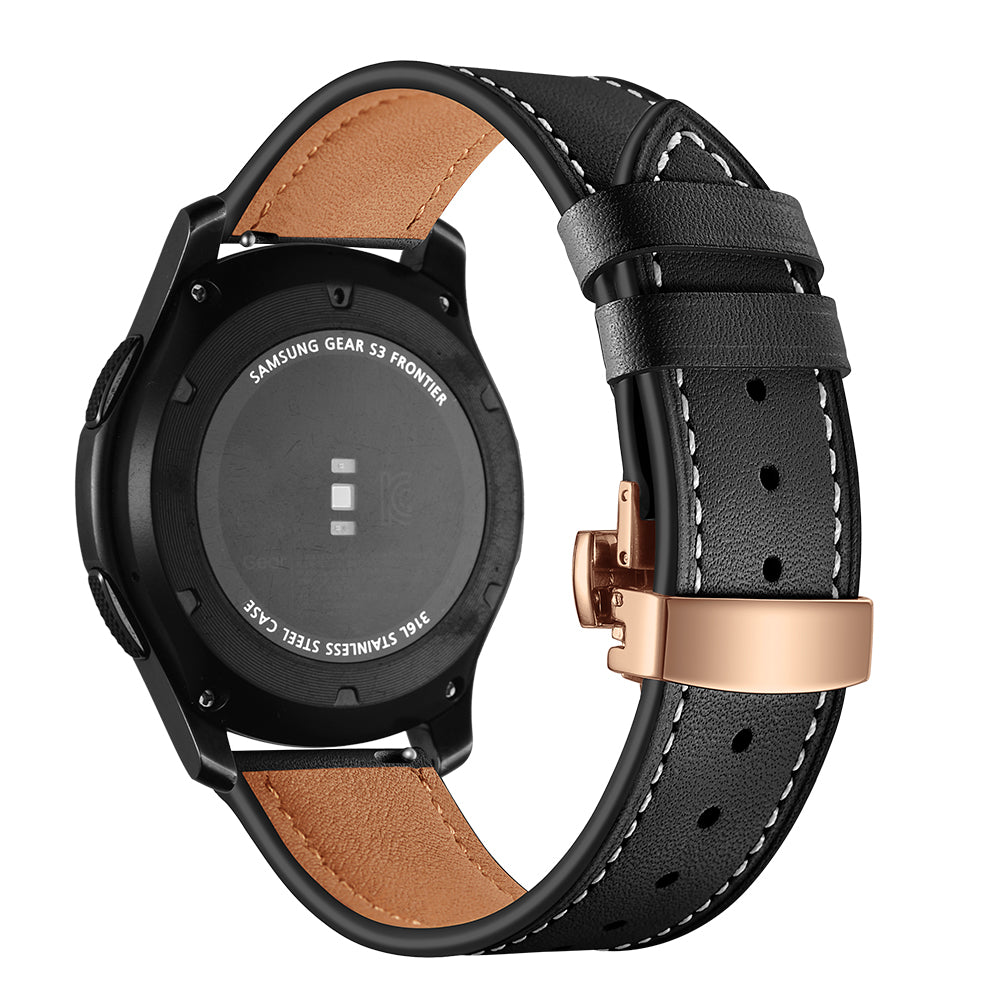 22mm Genuine Leather Watch Strap Replacement for Samsung Gear S3 Classic / Gear S3 Frontier