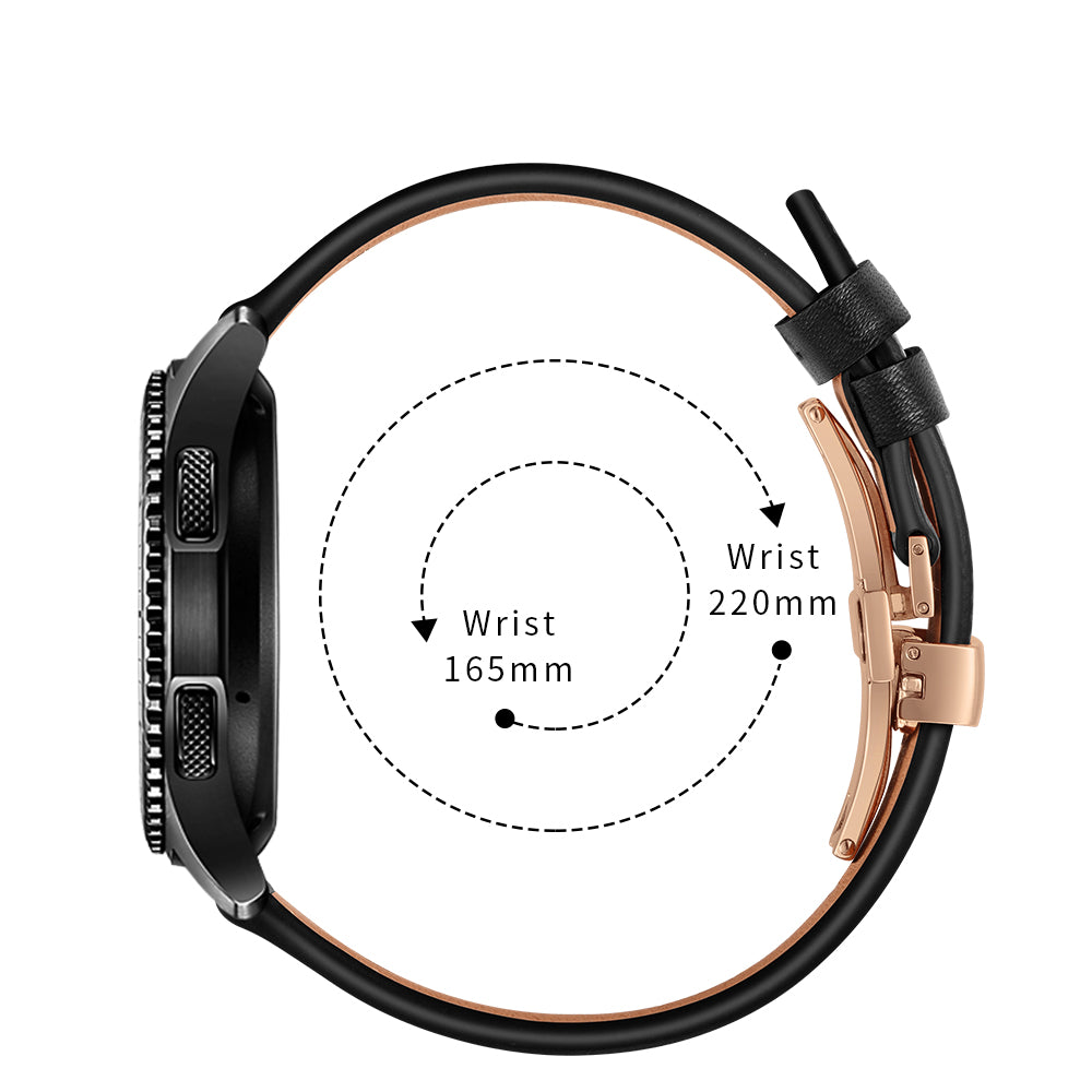 22mm Genuine Leather Watch Strap Replacement for Samsung Gear S3 Classic / Gear S3 Frontier