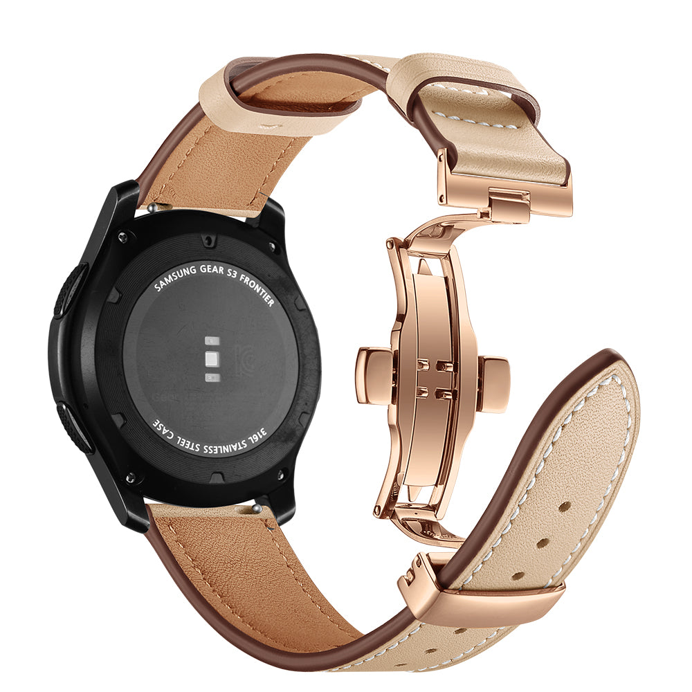 22mm Genuine Leather Watch Strap Replacement for Samsung Gear S3 Classic / Gear S3 Frontier