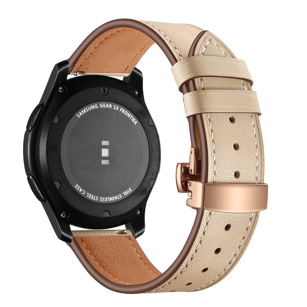 22mm Genuine Leather Watch Strap Replacement for Samsung Gear S3 Classic / Gear S3 Frontier