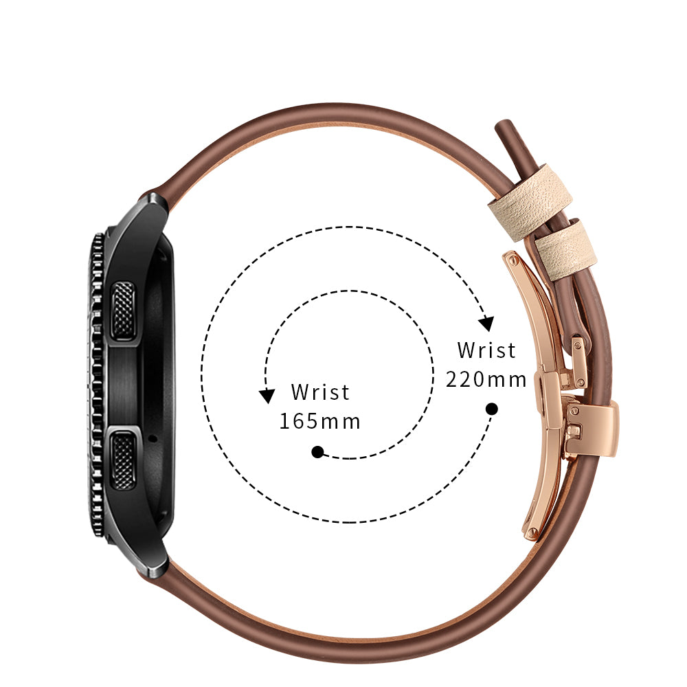22mm Genuine Leather Watch Strap Replacement for Samsung Gear S3 Classic / Gear S3 Frontier