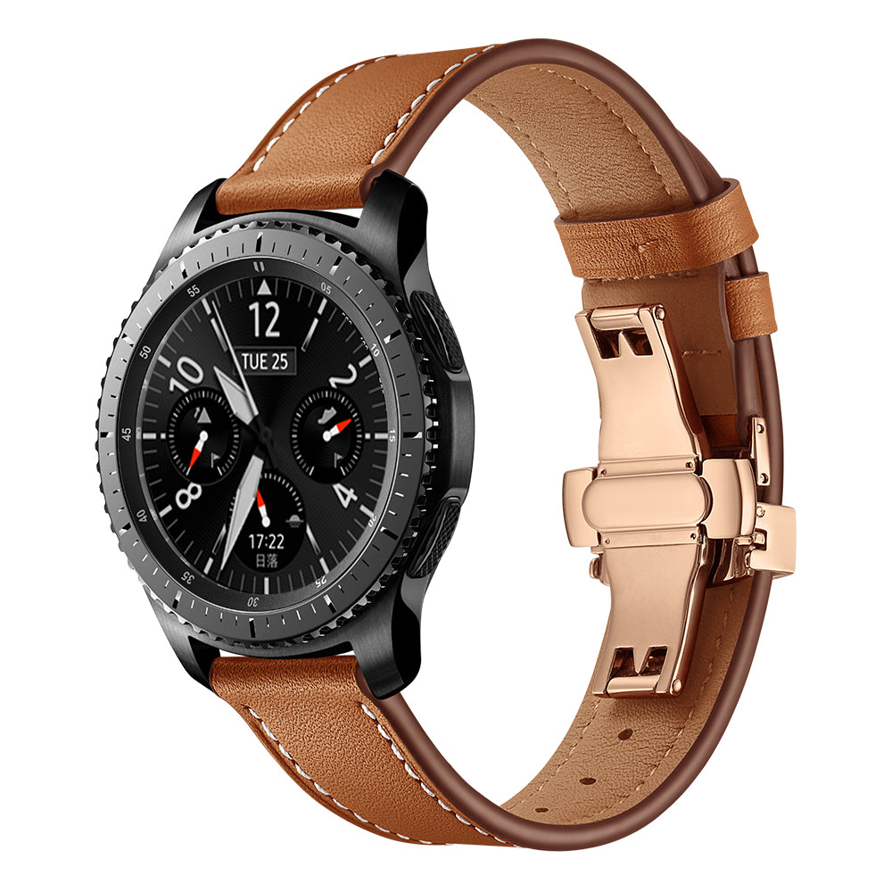 22mm Genuine Leather Watch Strap Replacement for Samsung Gear S3 Classic / Gear S3 Frontier