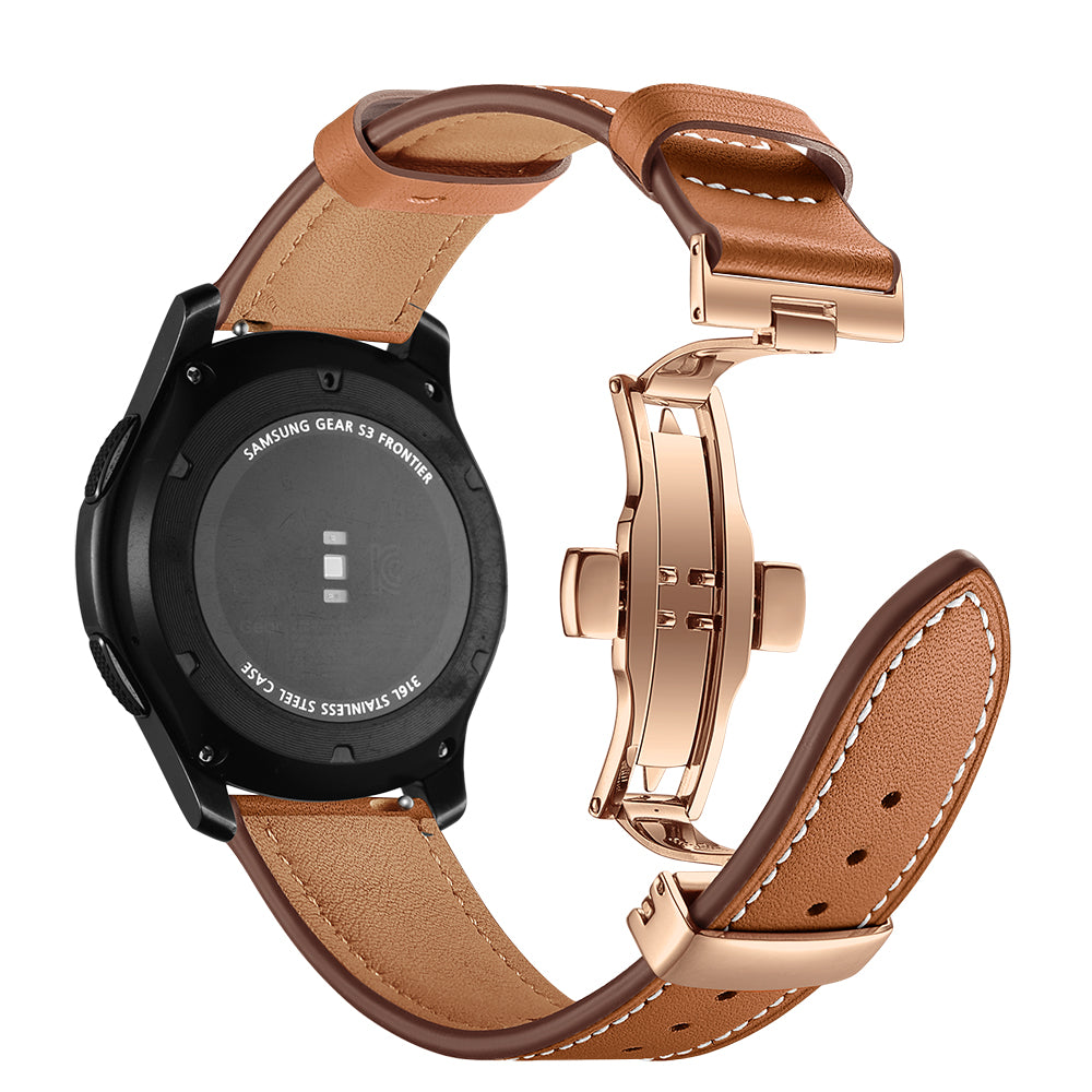 22mm Genuine Leather Watch Strap Replacement for Samsung Gear S3 Classic / Gear S3 Frontier