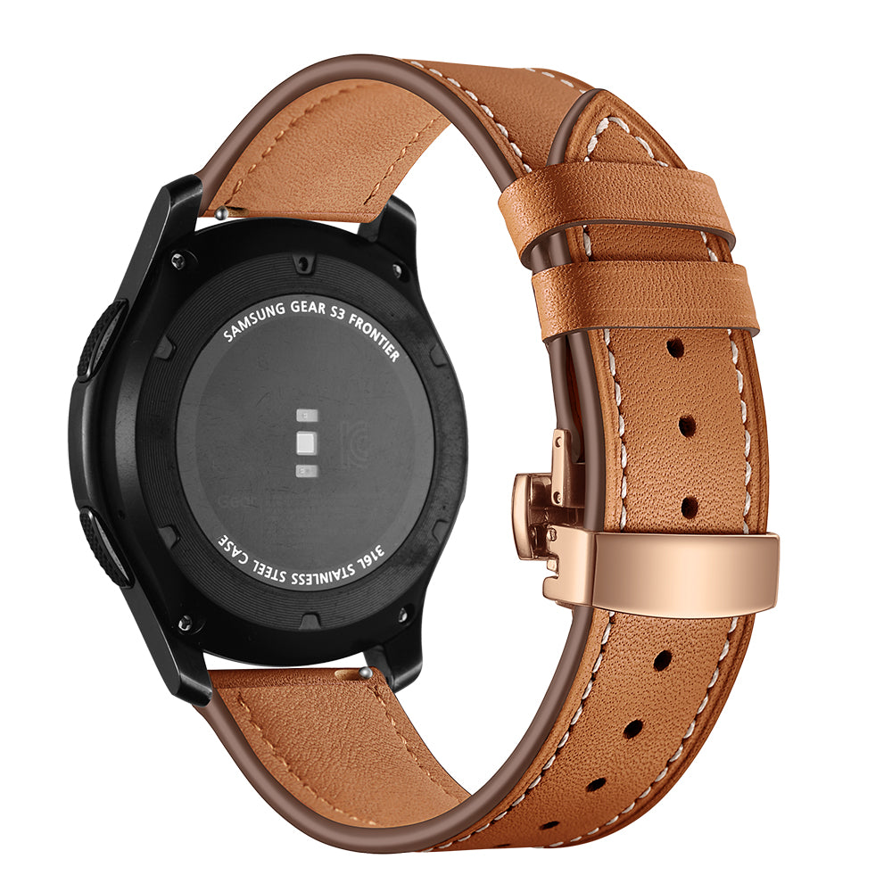 22mm Genuine Leather Watch Strap Replacement for Samsung Gear S3 Classic / Gear S3 Frontier