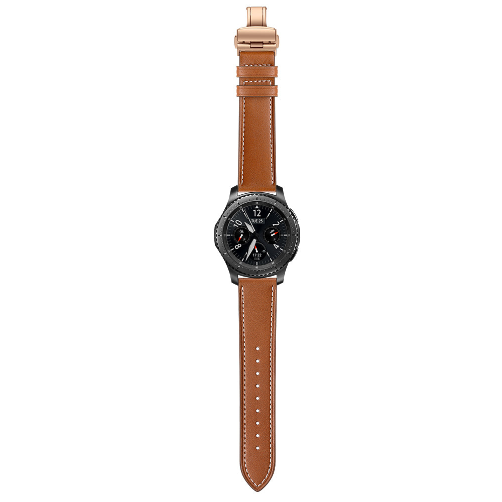22mm Genuine Leather Watch Strap Replacement for Samsung Gear S3 Classic / Gear S3 Frontier