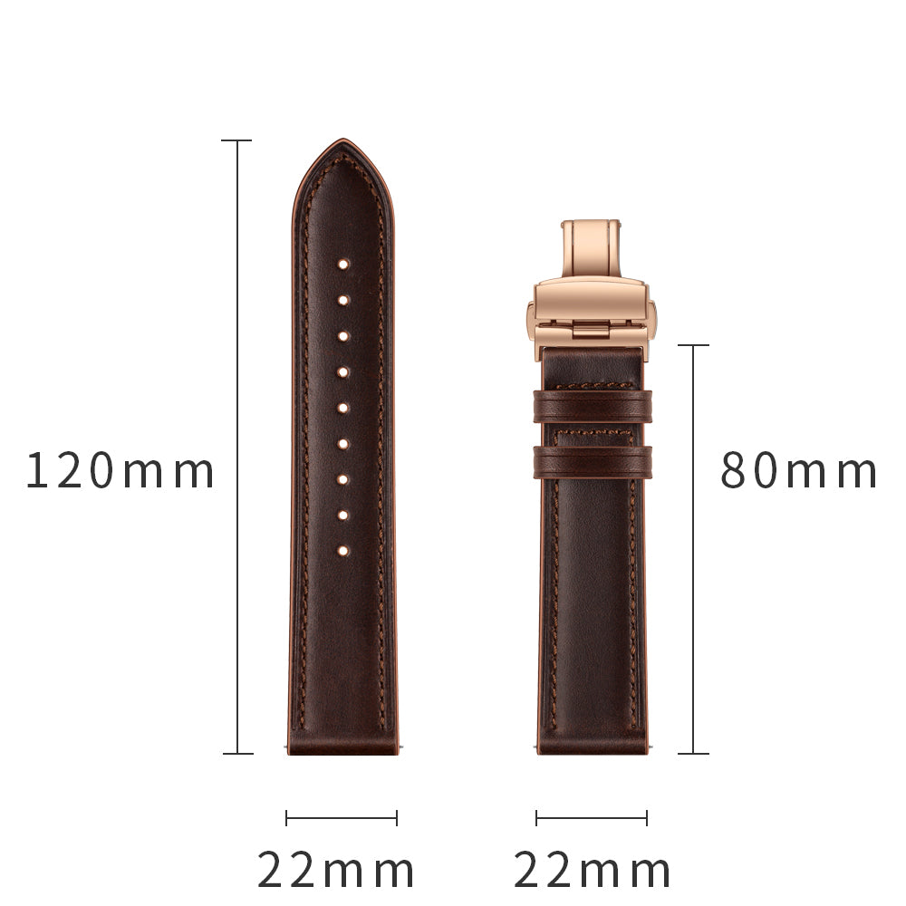 22mm Genuine Leather Watch Strap Replacement for Samsung Gear S3 Classic / Gear S3 Frontier