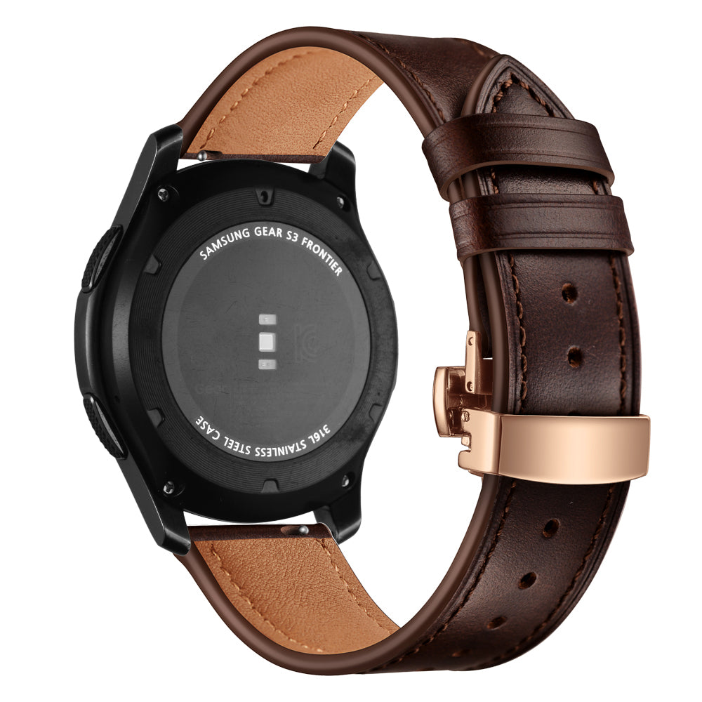 22mm Genuine Leather Watch Strap Replacement for Samsung Gear S3 Classic / Gear S3 Frontier